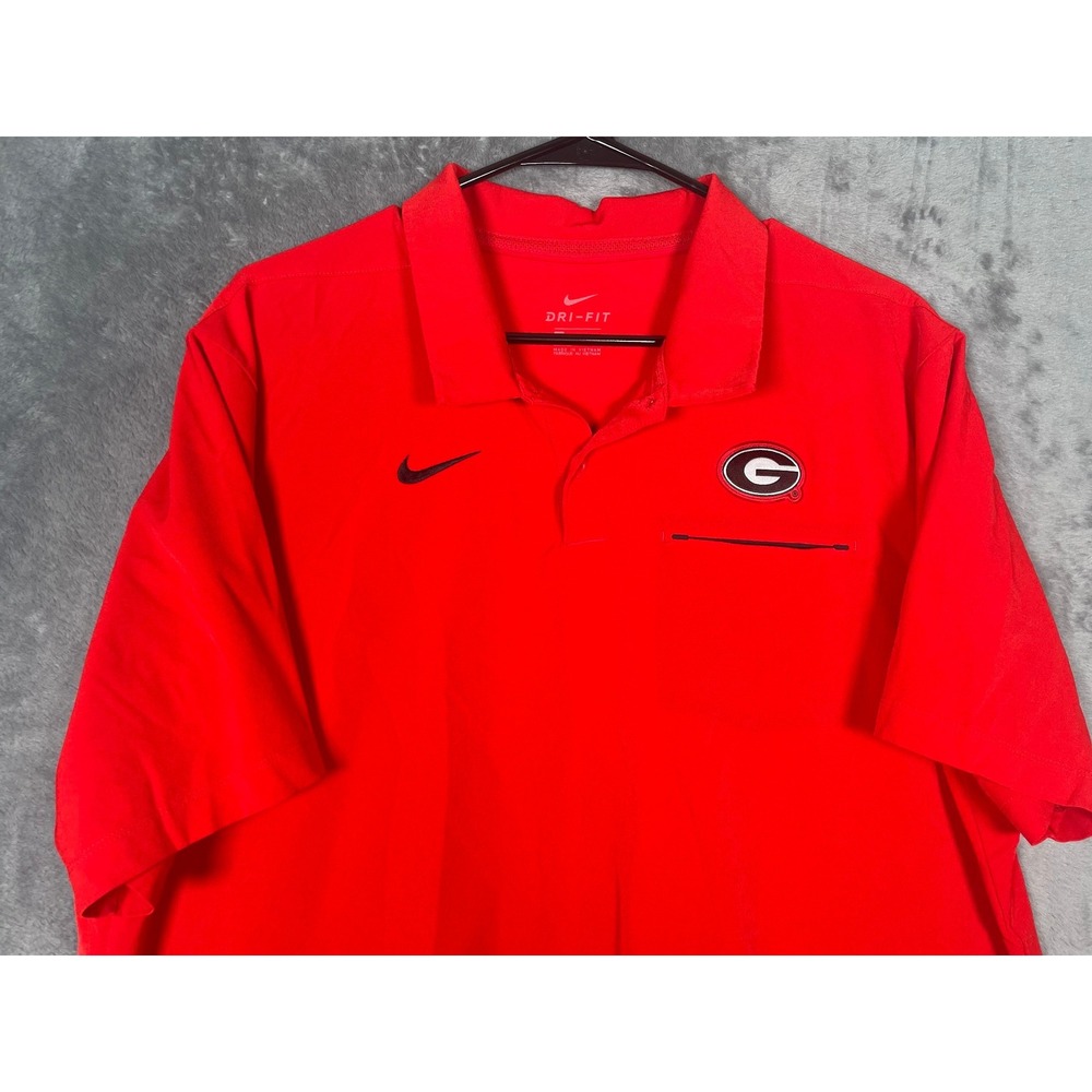 Nike Dri-FIT Georgia Bulldogs Mens XL‎ Polo Shirt Red Short Sleeve Golf